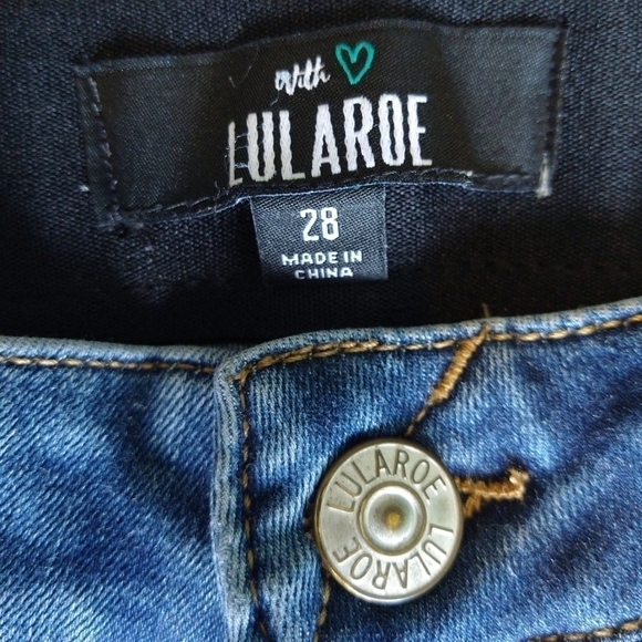 Lularoe Elastic Waistband Medium Wash Skinny Jeans Distressed Modern Stretch - Picture 6 of 10